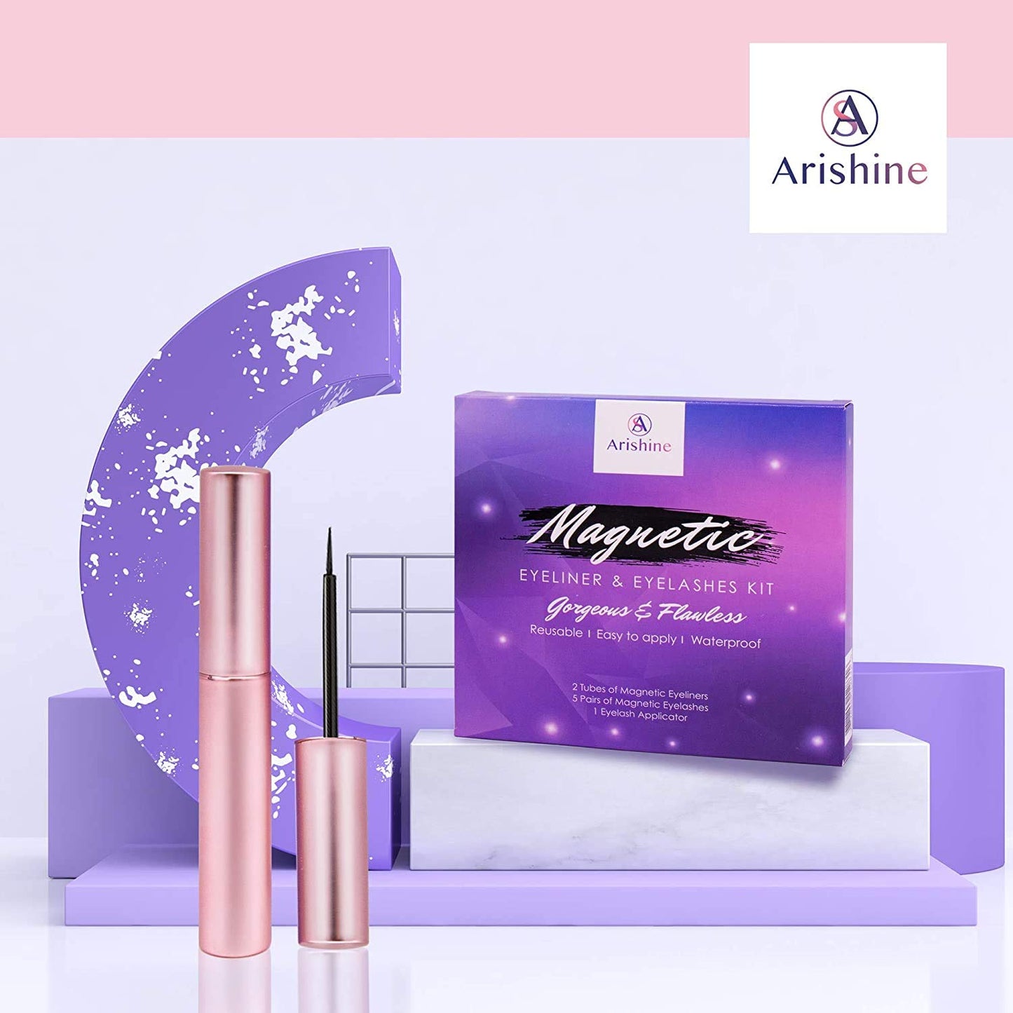 Magnetic Eyelashes with Applicator: 5 Pairs Reusable Natural & Glam Lashes, Lightweight Magnetic Liner, Beginner-Friendly, No Glue Needed, Waterproof & Cruelty-Free
