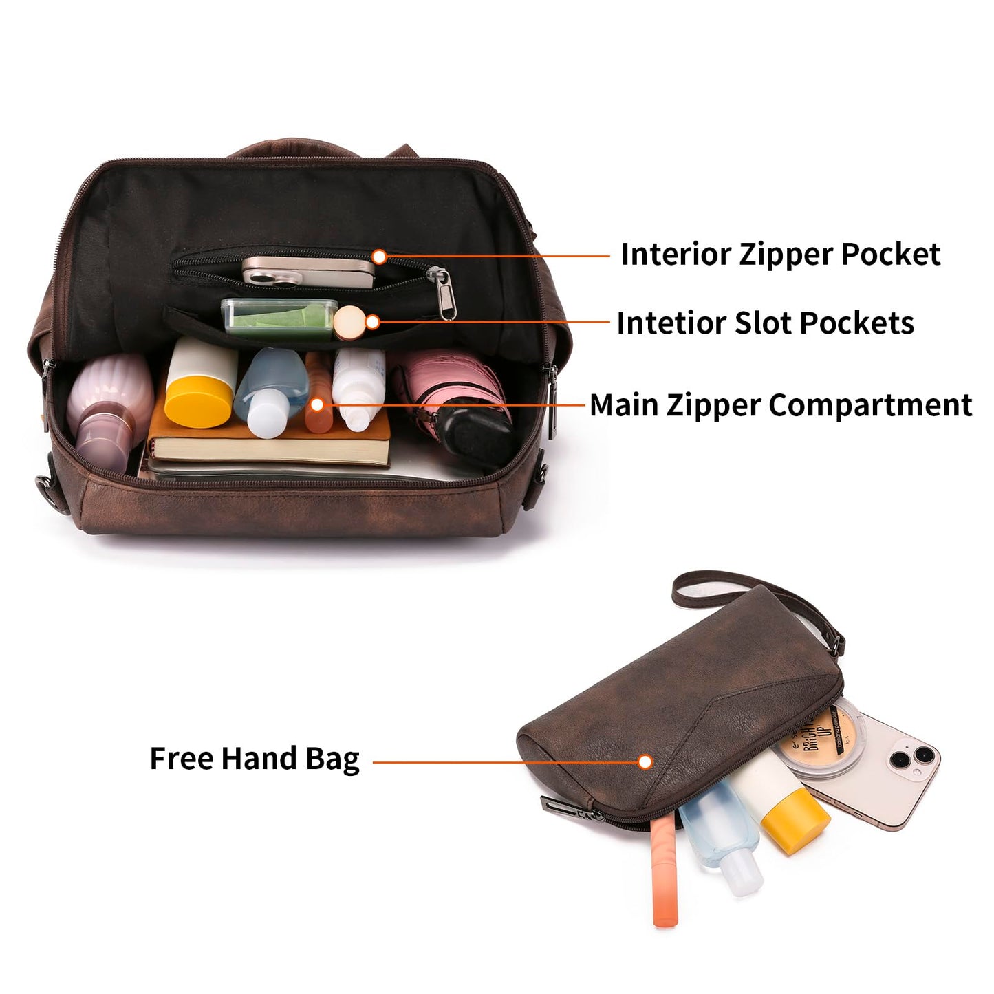 GAEKEAO Backpack Purse for Women Fashion Leather Designer Travel Backpack Purses Convertible Shoulder Bag with Wristlet (Two-toned Coffee)