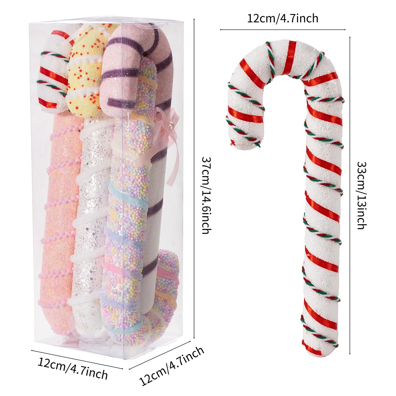 LANGXUN 6pcs Candy Land 2025 Xmas Birthday Party Wedding Suppiles Decoration, Hanging Candy Cane Christmas Tree Décor, Christmas Decorative Hanging Ornaments Crafts