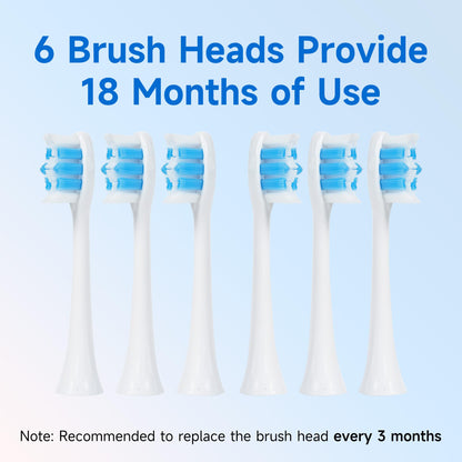 PERECT Ultrasonic Electric Toothbrush with 6 Brush Heads, 5 Modes Electric Toothbrush, Travel Rechargeable Power Toothbrush for Adults with Smart Timer &Travel Case & Soft Picks, IPX7 Waterproof, Pink