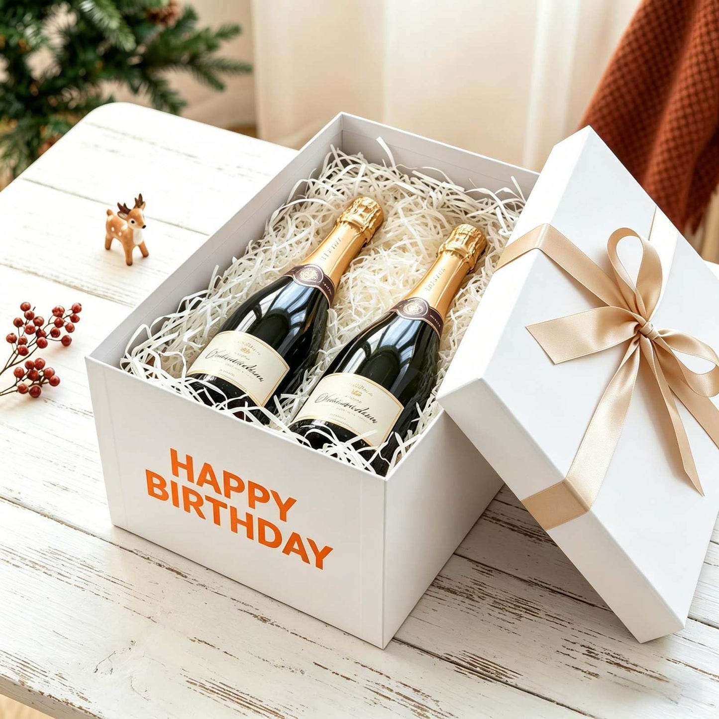 BoxSkivra Large Gift Box 16x12x8 Inches，White Gift Box with Lid for Christmas，Anniversary，Birthday，Luxury Boxes with Crinkle Paper，Ribbon，Alphabet Stickers