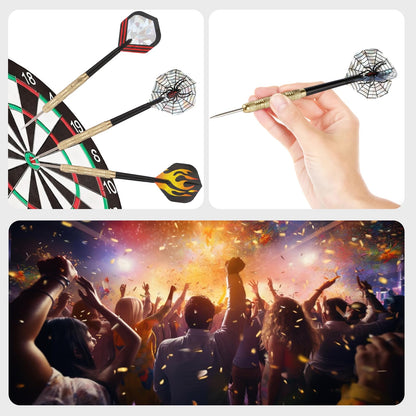 MaxMau 18 pcs Steel Tip Darts Set for Dartboard Metal Point Laser Dart Flights