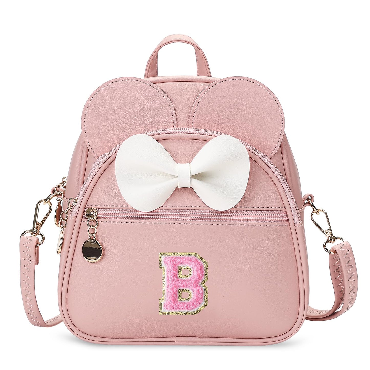 VLJTM Birthday Gift for 2 3 4 5 6 7 8 9 10 Year old Girls Personalized Initial Toddler Mini Backpack Purse for Kids-Pink-B