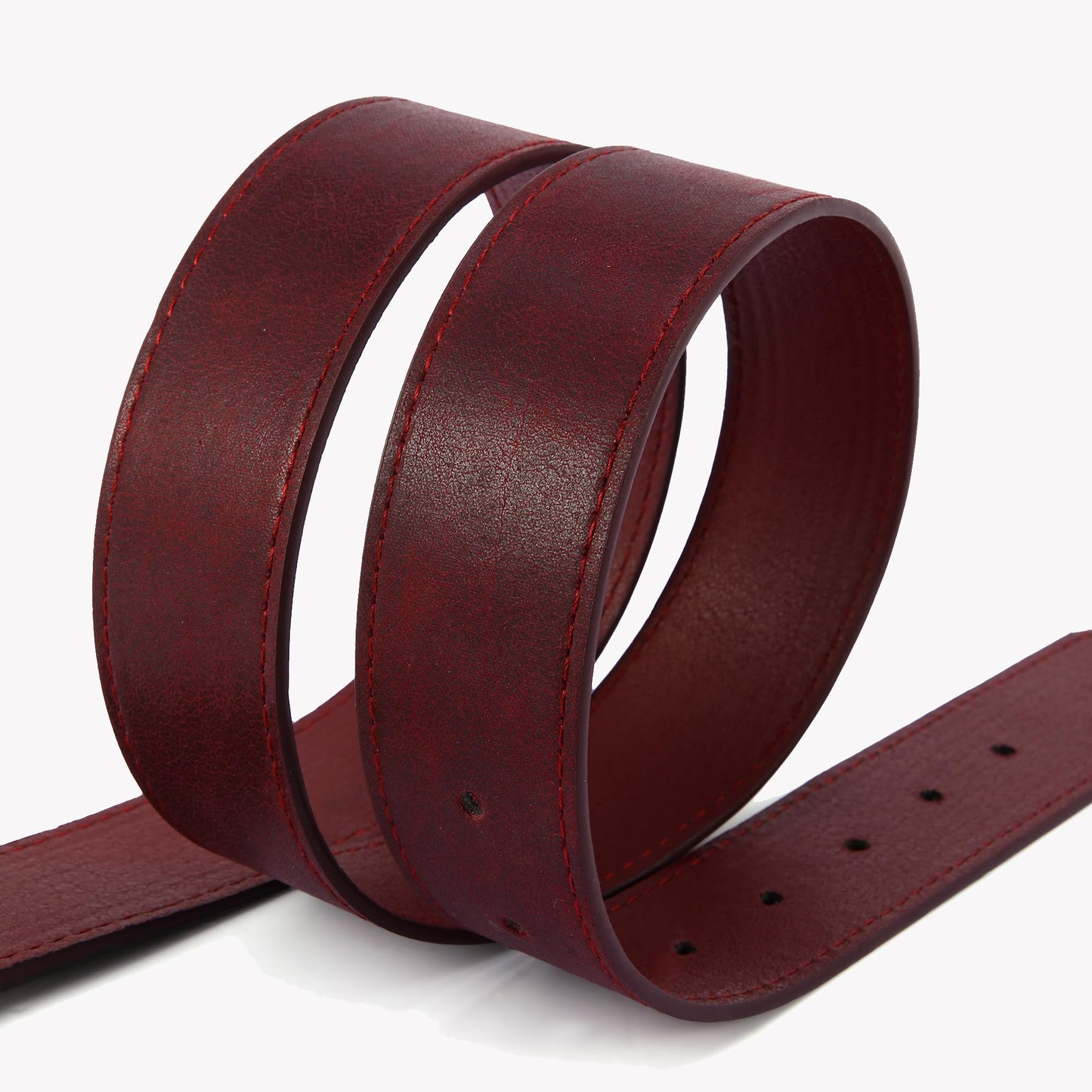 HOTWILL Wide Belts for Women Dresses Jeans Chunky Faux Leather Ladies Waist Belt with Vintage Gold Buckle Burgundy Red Small