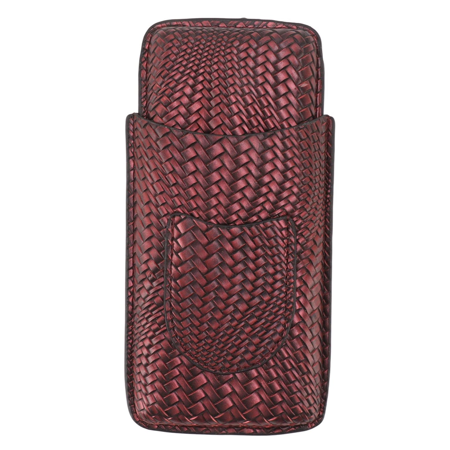 Travel Leather Cigar Case, 3 Finger Cigar Case Elegant Woven Pattern Gift Giving with Front Pocket for Office for Party()