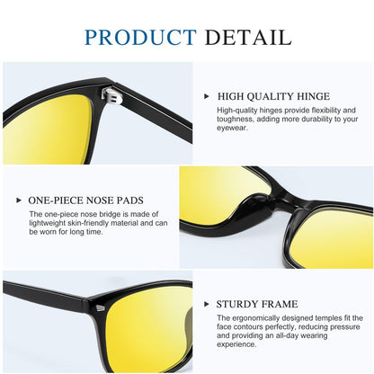 PLFOG Night Driving Glasses for Men Women - Polarized Night Vision Glasses Anti Glare Nighttime Eyeglasses Yellow Lens