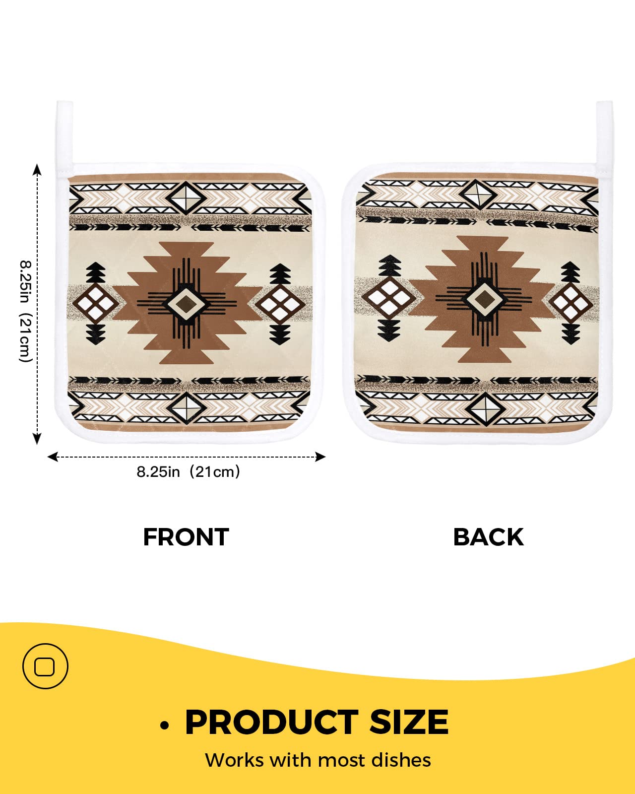 Southwest Pot Holders for Kitchen Heat Resistant Potholder, 4 Pack Hot Pads Multipurpose Oven Pads Terry Cloth Potholders Trivet for Cooking and Baking Tribal Indian Ethnic