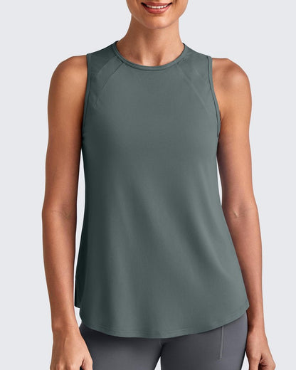 G4Free High Neck Tanks Workout Athletic Tops Loose Sleeveless Summer Running Shirt Gym Shirts((Gray,L)