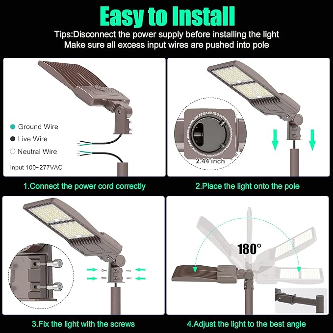 BBESTLED 400W LED Parking Lot Light 56,000 LM, DLC UL Listed Industrial Parking Lot Flood Lights, IP65 Waterproof 5000K 100-277VAC Street Area Stadium Lights Outdoor LED Pole Light w/Slip Fitter