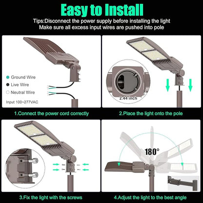 BBESTLED 400W LED Parking Lot Light 56,000 LM, DLC UL Listed Industrial Parking Lot Flood Lights, IP65 Waterproof 5000K 100-277VAC Street Area Stadium Lights Outdoor LED Pole Light w/Slip Fitter