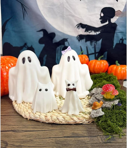 Halloween Decorations Indoor,Ghost Decor, Light Up Ghosts Kit Set of 4,Friendly Pets,Gothic Home Decor(2ghost 2dog)