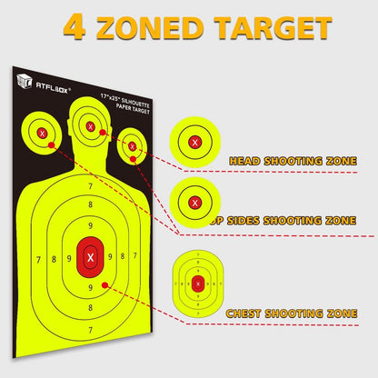 Atflbox Silhouette Paper Target for The Range, 17X25 Inch High Visibility Target Paper for Indoor and Outdoor Shooting Practice, Suitable for Handgun, Pistol, Rifle, Airgun, Pellet BB Gun (25 Pack)