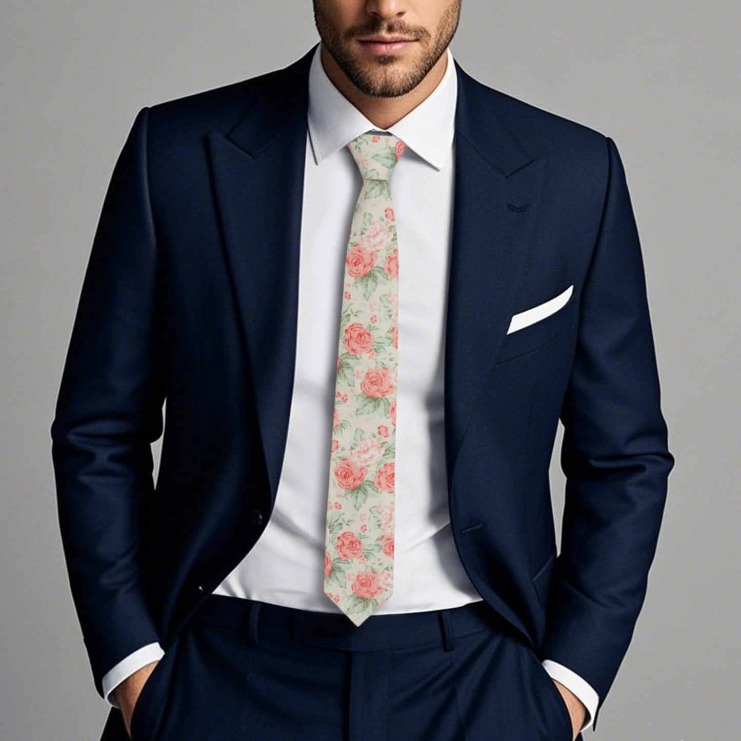 GHTIYLP Cotton Floral Ties for Men 2.56" Men's Skinny Tie Linen Flower Printed Neck Tie for Wedding Dating Party (Pink Peony)
