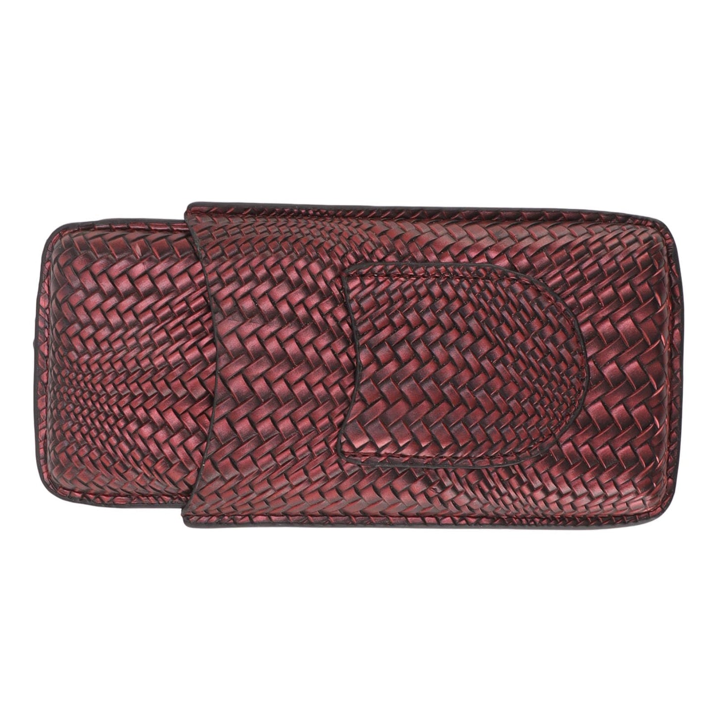 Travel Leather Cigar Case, 3 Finger Cigar Case Elegant Woven Pattern Gift Giving with Front Pocket for Office for Party()