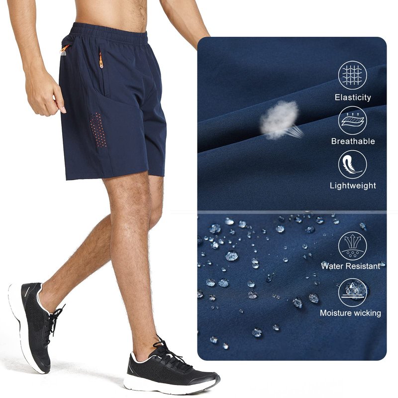 NORTHYARD Men's Athletic Running Shorts Gym Workout 7"/9"/5" Quick Dry Lightweight Sports Basketball Tennis 3 Zipper Pockets Navy XL