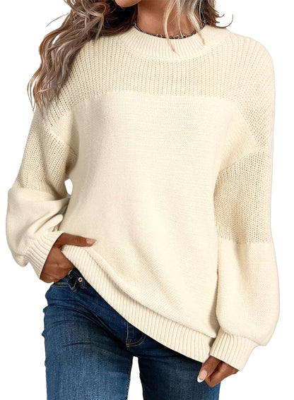 Dokotoo Women's Casual Long Sleeve Sweaters Loose Crewneck Knit Solid Pullover Sweater Jumper Tops