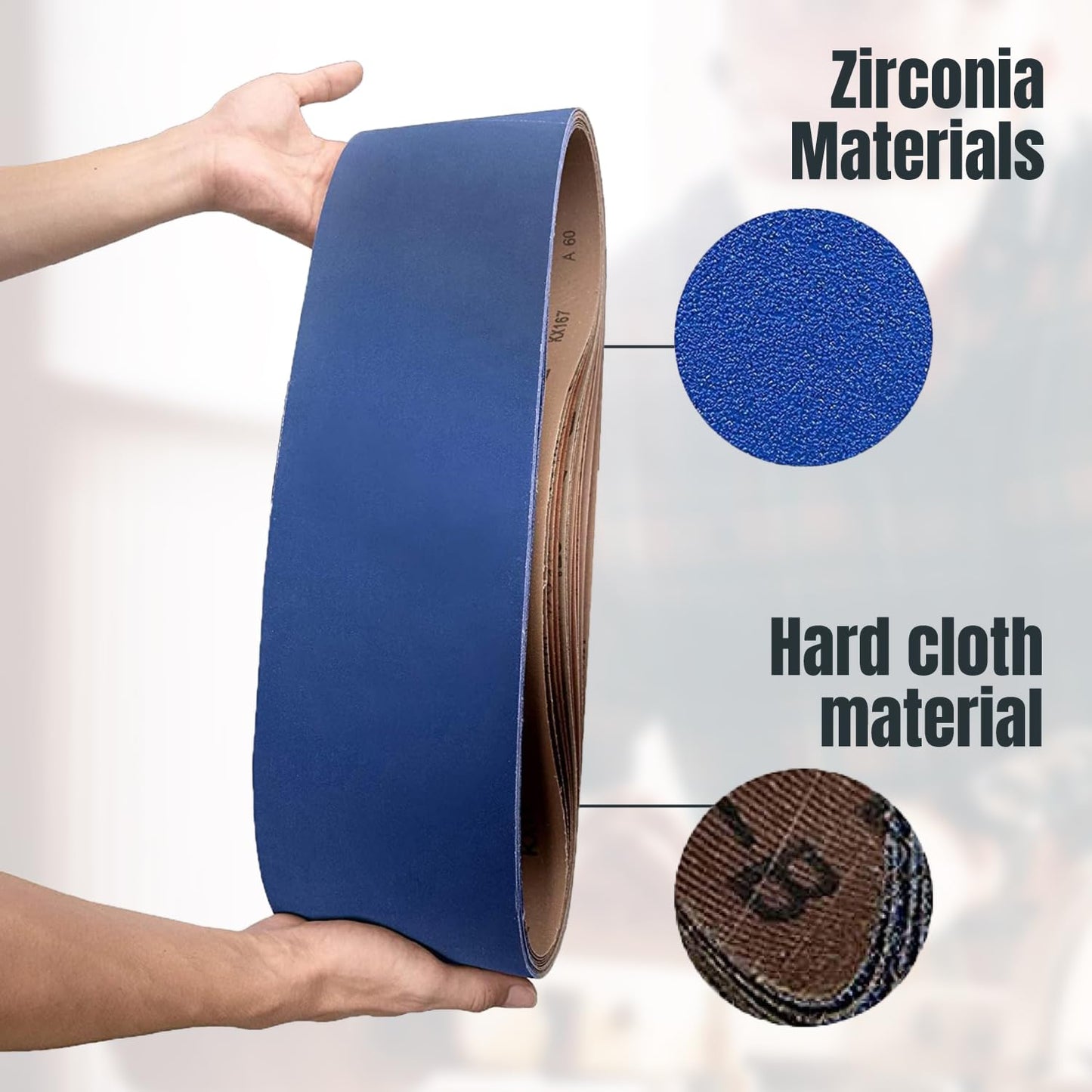 POWERTEC 6 x 48 Inch Zirconia Sanding Belts, 3PK, 60 Grit Belt Sander Sanding Belt for Bench Sander, Belt and Disc sander, Woodworking & Paint Removal, Metal Polishing (464806Z-3)