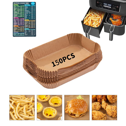 Air Fryer Disposable Paper Liner, 100PCS Food Grade Parchment Liners for Ninja DZ201,Ninja Foodi Dual Air Fryer Accessories Baking Paper (9 * 6, Natural)