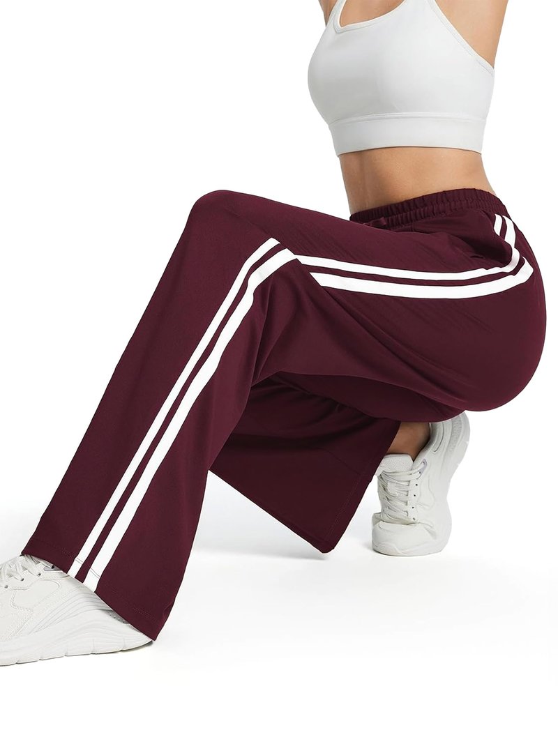 Tapata Women's 30" Inseam Regular Track Pants Loose Straight Leg Jogging Sweatpants Warm-Up Sports Athletic Running, Burgundy, S