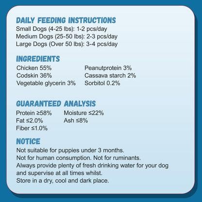 Pawmate Dog Treats Chicken Wrapped Cod Fish Skin Sticks, Healthy High Protein Omega3 Cod Twist Dog Chews Real Chicken Wrap Teeth Cleaning for Large Medium Small Breeds, 10.6 oz