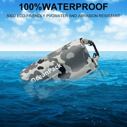 Cekikibi Waterproof Dry Bag 30L, Dry Sack for Kayaking Rafting Boating Beach Surfing Swimming, Camping, Hiking, Beach, Fishing Green Backpack with Waterproof Phone Case