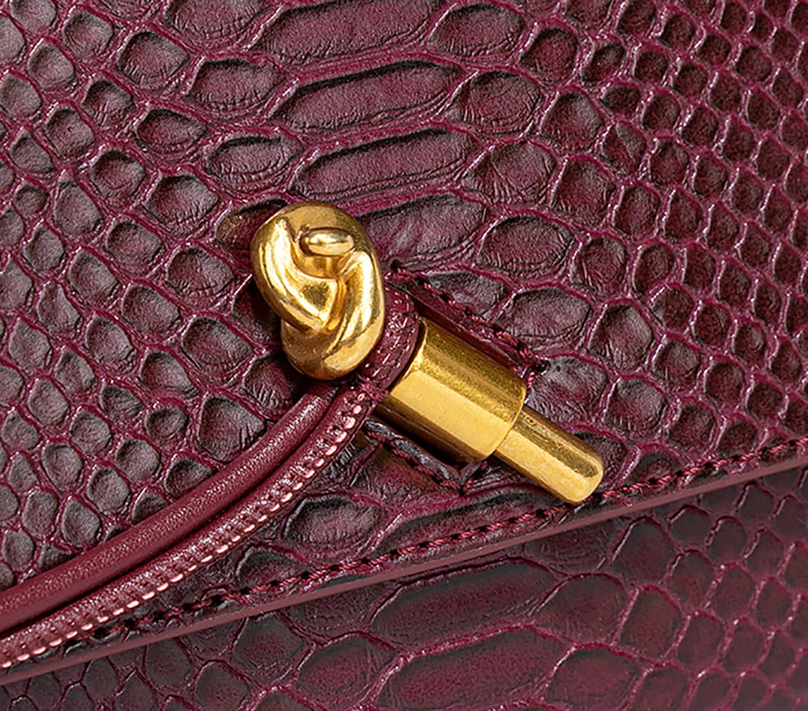 Beaguful Womens Fashion Leather Clutch Bag Crocodile Print Evening Handbag Crossbody Tote Bag Chocolate