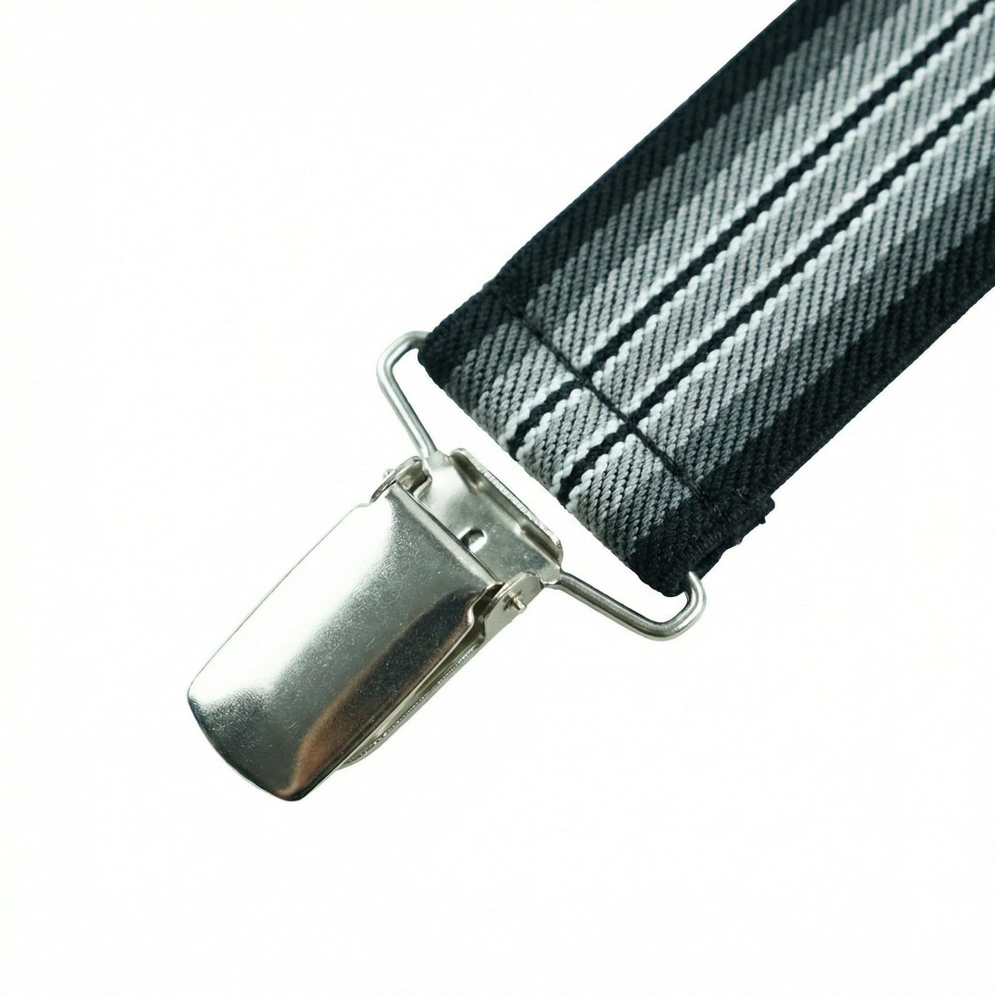 SUITUA Suspenders for Men 1¼" Classic X-Back Clip-on - Adjustable Elastic Suspenders for Jeans, Dress Pants, Wedding & Groomsmen (Triple Black Gradient Stripe)