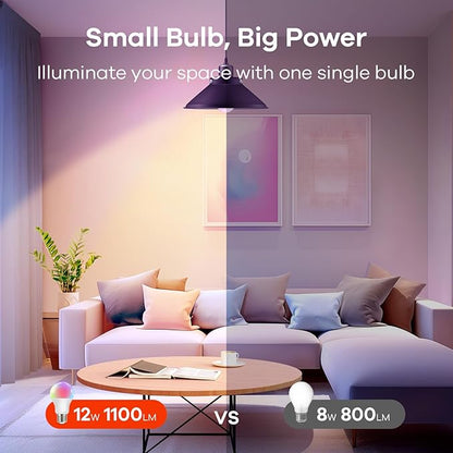 OREiN Matter Smart Light Bulb, 1100 Lumens 75W Equivalent Smart Light Bulbs, Color Changing Light Bulbs Work with Apple Home, Alexa, Google Home, SmartThings, A19 Smart Bulbs 2.4Ghz WiFi, 4Pack