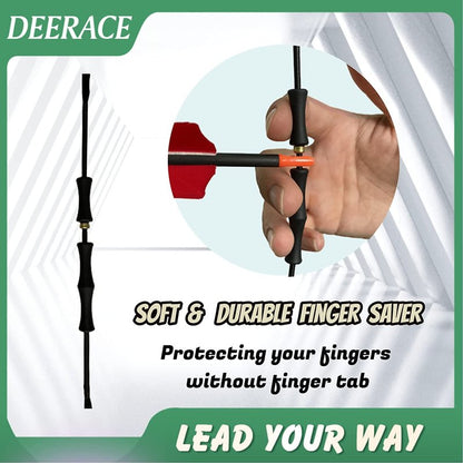 DeeRace Traditional Recurve Bow String and Bowstring Finger Savers Set, Dacron Bow String with Finger Guards (AMO 50” (Actual Length 46”), 12 Strands (Recommended for up to 40 lbs))