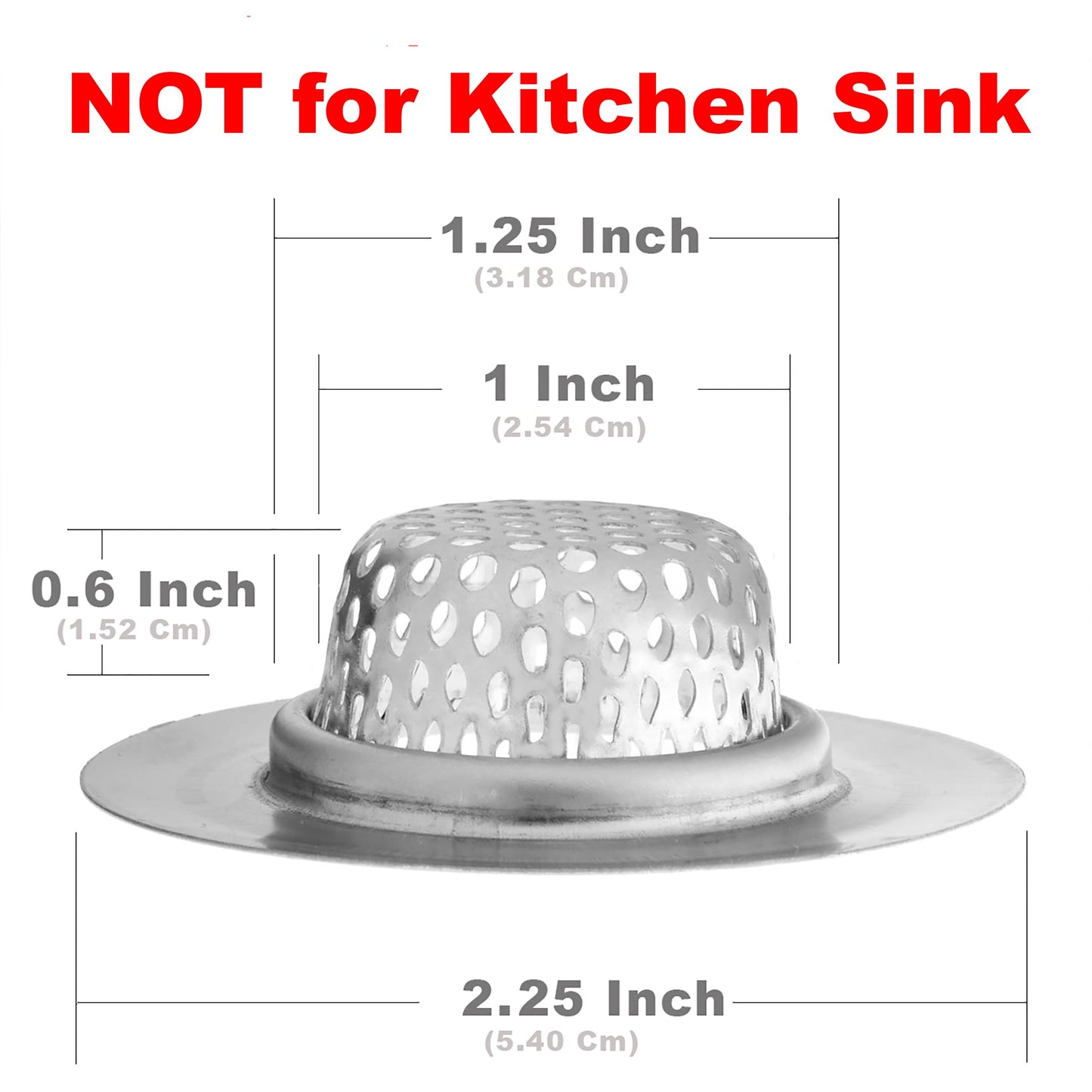 2 Pack - 2.25" Top / 1" Basket- Sink Strainer Bathroom, Utility, Slop, Laundry, RV and Lavatory Sink Drain Strainer Hair Catcher. Stainless Steel - Hilltop Products