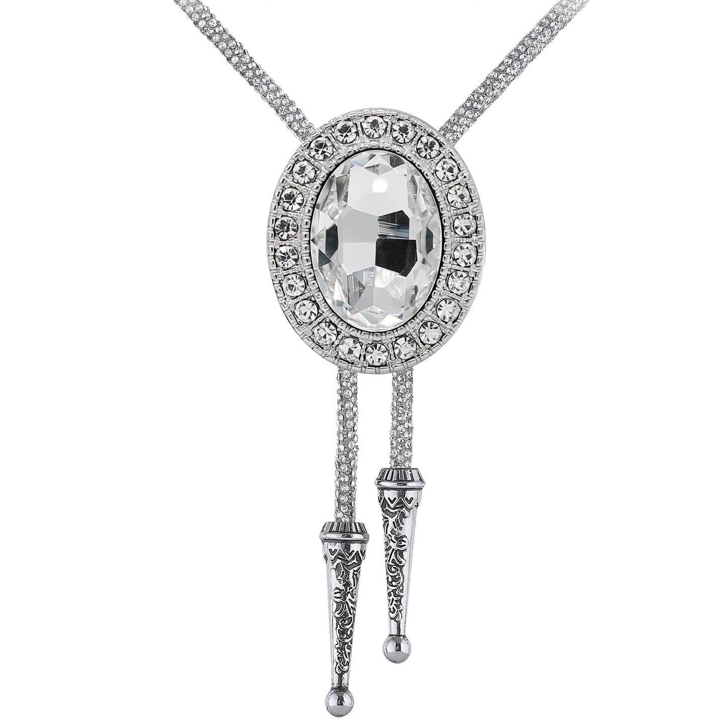 GelConnie Crystal Bolo Tie for Men Women Western Wedding Cowboy Tie Rhinestone Country Formal Necklace Adjustable Faux Leather Accessories