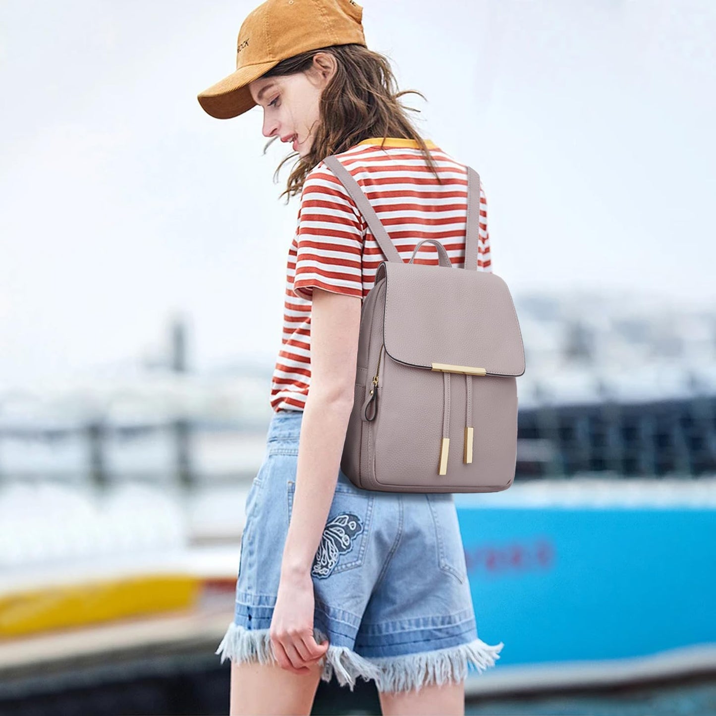 KKXIU Trendy Leather Backpack Purse for Women and Ladies Shoulder Travel Daypacks Bags (A-Pink)