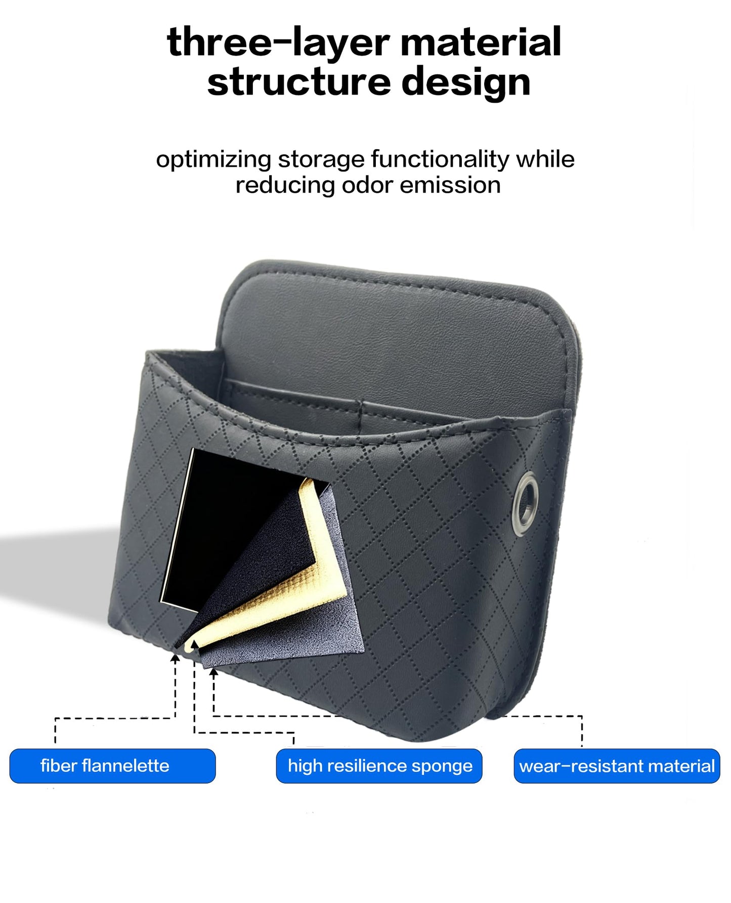 SportySizz Self-Adhesive Car Seat Side Pocket Organizer with Cable Port - Black PU Leather Storage Pouch for Phone & Keys, Fits Gaps, Console & Door (2 PCS)