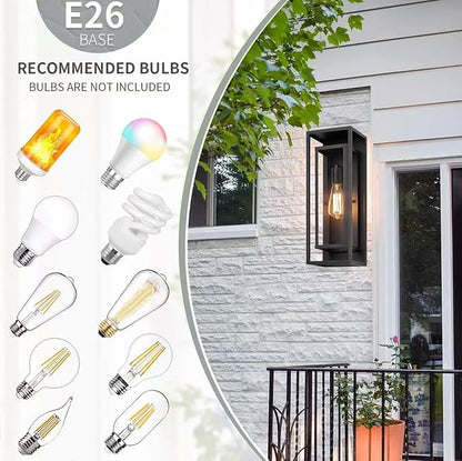 6 Pack 18 inches Outdoor Wall Lantern Light Fixture, Large Black Exterior Waterproof Wall Sconce, Anti-Rust Mount Porch Light with Clear Glass,E26 Socket