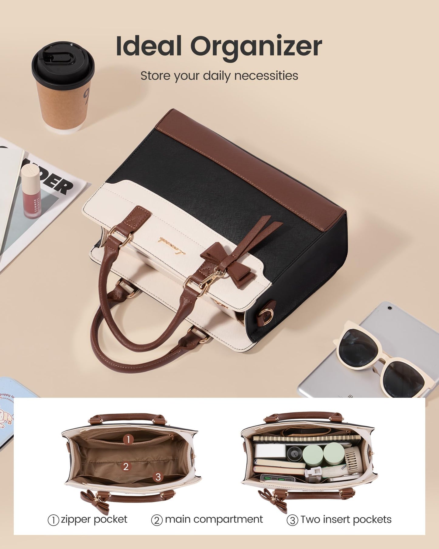 LOVEVOOK Purses for Women,Leather Tote Purse and Handbags,Satchel Shoulder Crossbody Top Handle Bags with Zipper