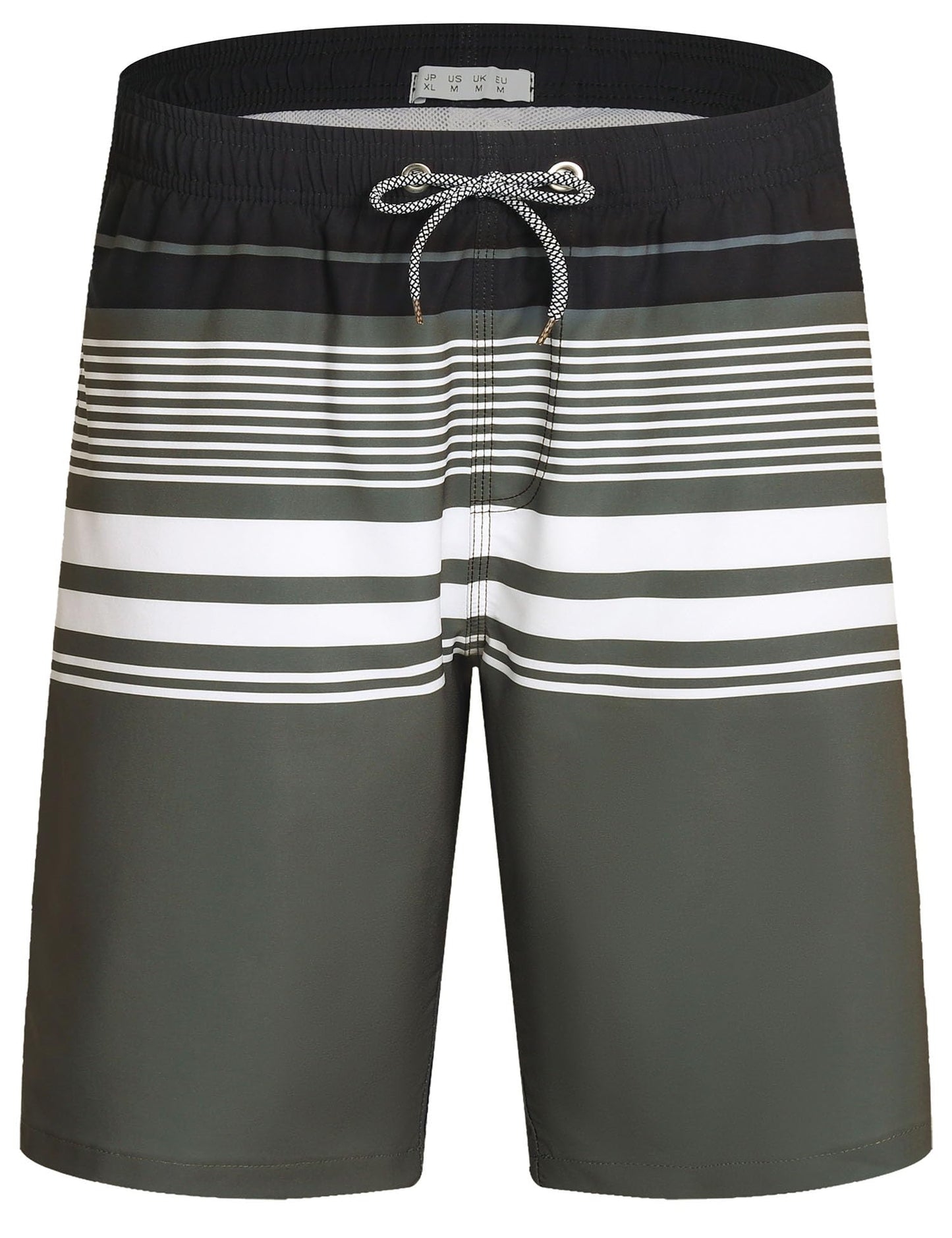 ELETOP Men's Swim Trunks Quick Dry Bathing Suit Swimming Board Shorts Mesh Lining Beach Swimwear Stripe Grey XXL