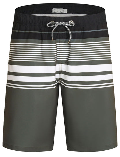 ELETOP Men's Swim Trunks Quick Dry Bathing Suit Swimming Board Shorts Mesh Lining Beach Swimwear Stripe Grey XXL