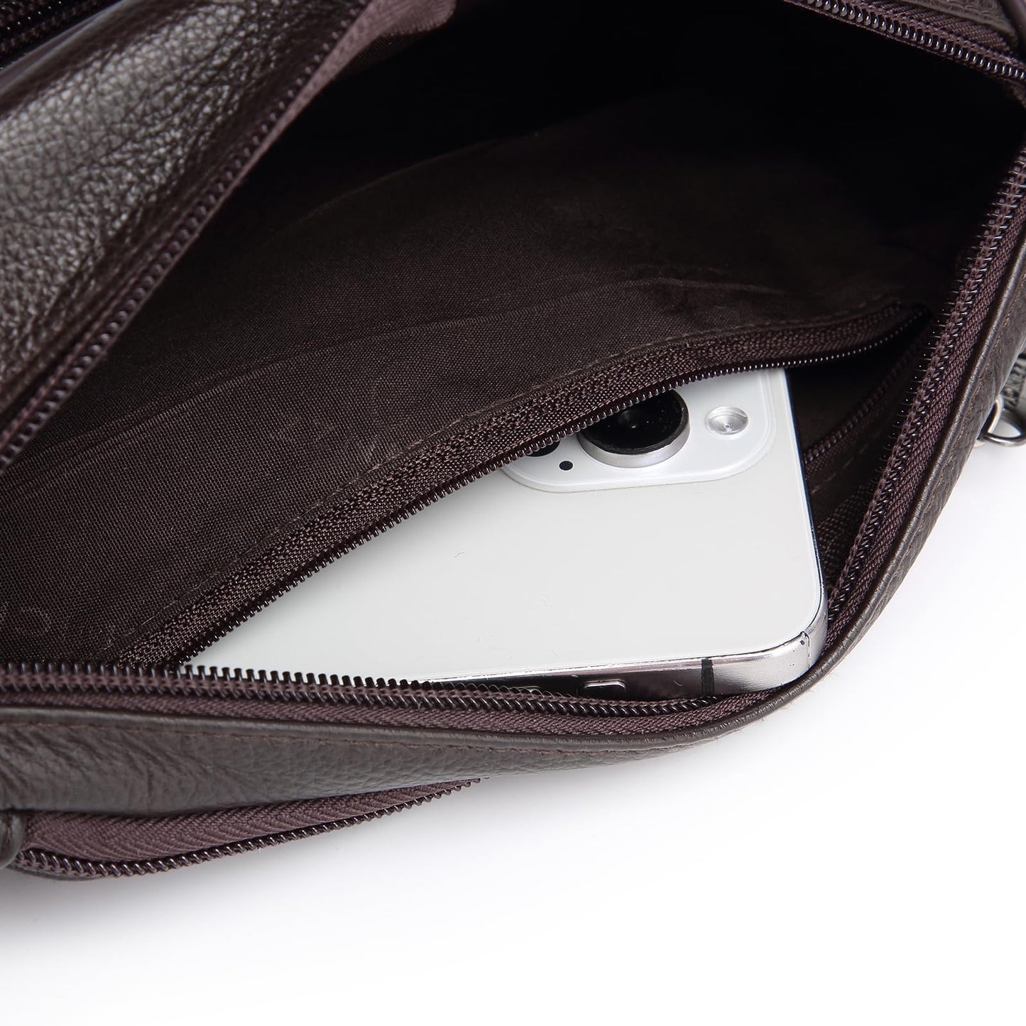 ZZNICK Genuine Leather Fanny Pack/Waist Bag/Organizer with Adjustable Belt, Multiple Pockets For Men and Women