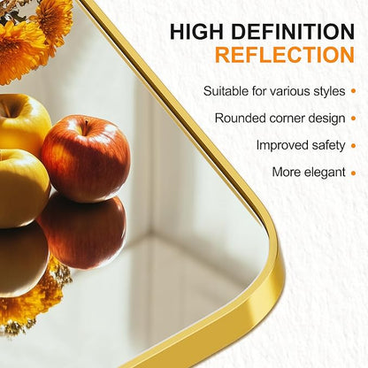 Delma Bathroom Vanity Mirror, Black Framed Bathroom Mirror for Over Sink, High-Definition Bathroom Mirror, Versatile Bathroom Vanity Mirror, Hangs Horizontally or Vertically(36x24, Gold)