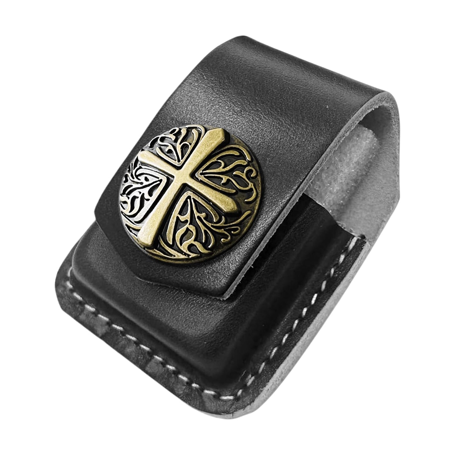 Handcrafted Leather Lighter Case, Flip Top Leather Pouch with Metal Buckle, Handmade Flip top Lighter Pouch, Holder Case with Pocket Belt Loop,Black I