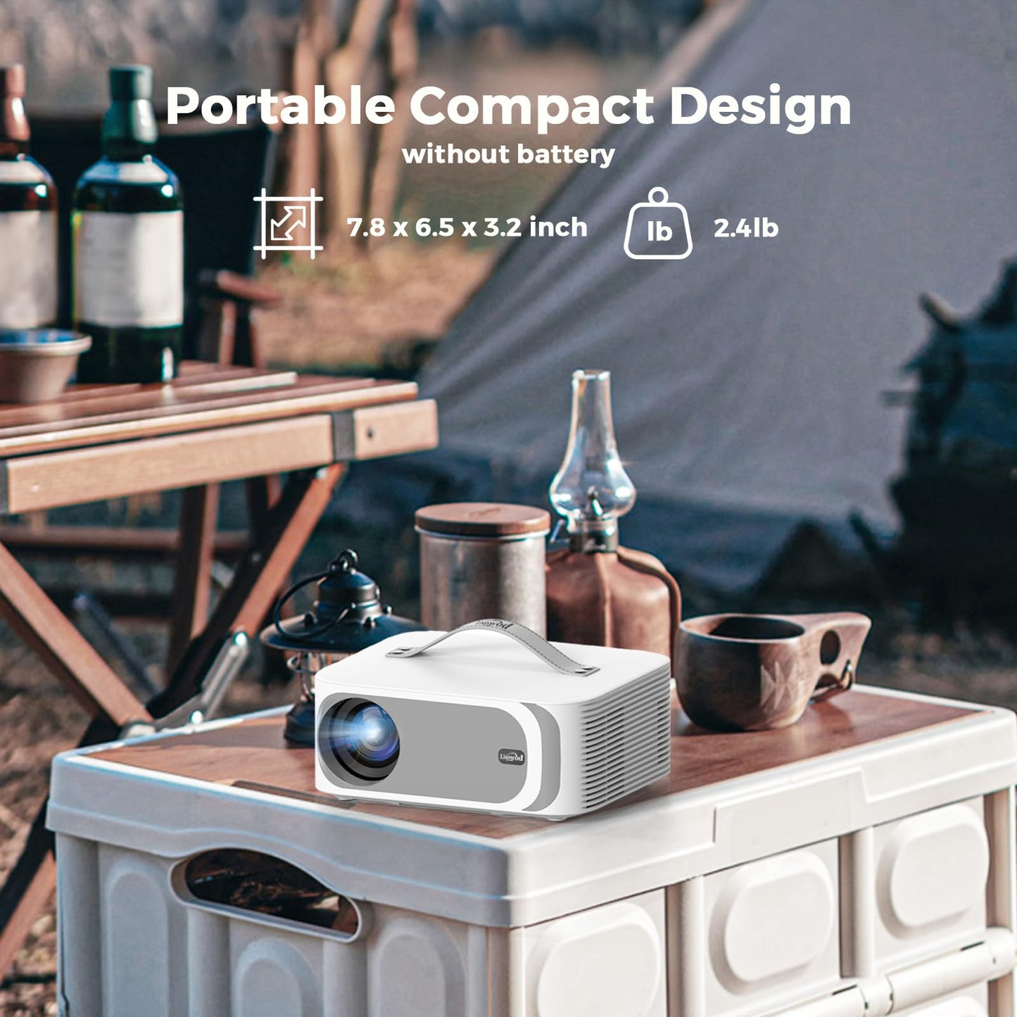 [AI Movin 2.0 System/1200 ANSI/Auto Focus] Projector with WiFi and Bluetooth, Outdoor-Projector 30W DoIby Audio APPS Built-in, Lisowod 1080P Smart Portable 4K Proyector with HDR10+ 2025 Upgraded