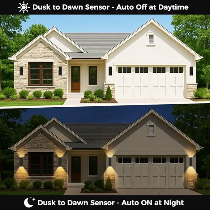 KIZON Smart Outdoor Wall Lights RGBCW Color Changing, Modern Dusk to Dawn Outdoor Sconce Lights Up and Down Lighting, Exterior Light Fixture for House Porch Garage, Works with Alexa, ETL Listed