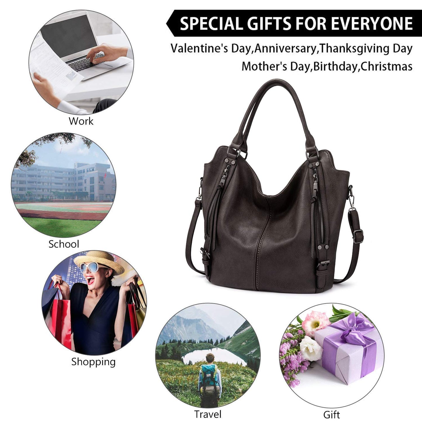 Tote Bag for Women PU Leather Shoulder Bags Fashion Hobo Bags Large Purse and Handbags with Adjustable Shoulder Strap