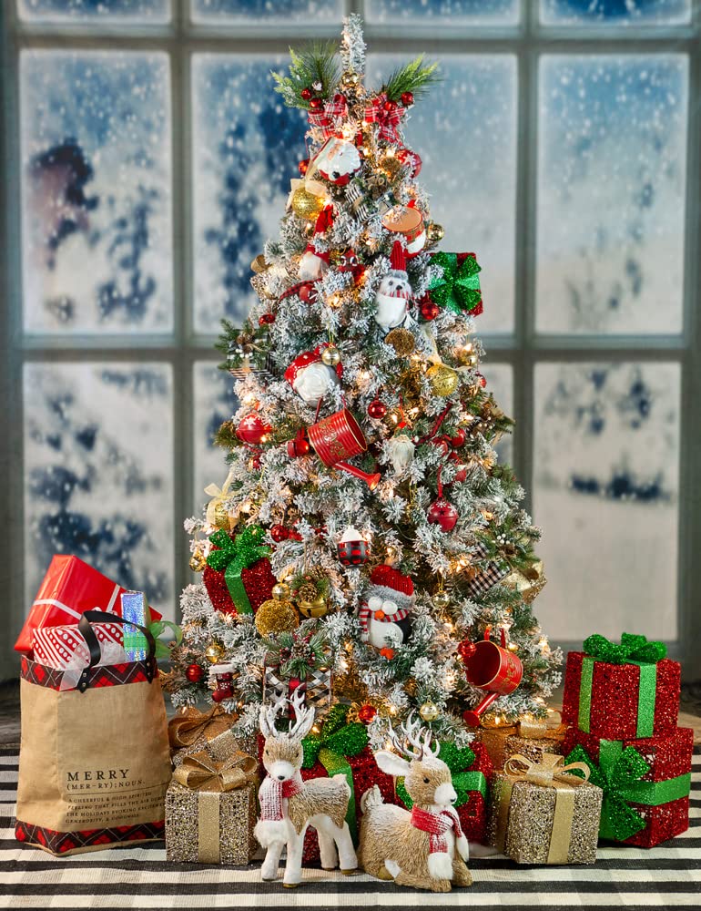 Boston International Christmas Winter Holiday Xmas Bells Tree Ornaments, Set of 3, Red & White