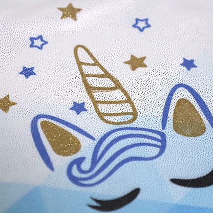Belovance Leotards for Girls Gymnastics Unicorn Athletic Dance Wear Shiny Rainbow Blue Hotpink (White Blue, 6-7 Years)