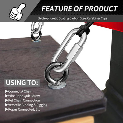 15 Pack Heavy-Duty Chain Hooks Quick Links - 304 Stainless Steel 1/8" Locking Carabiner Anti-Rust Chain Connector Quick Link for Towing,Swing,Shade Sail,Bird Toys,Capacity 175lb