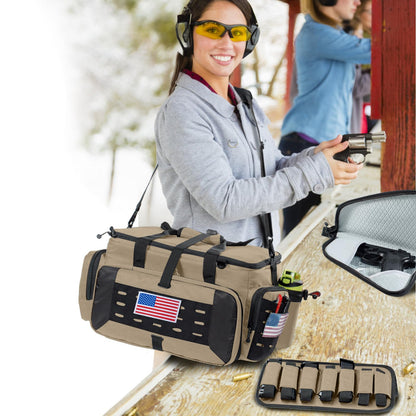 VIGEGARI Large Pistol Range Bag Shooting - Tactical Gun Range Bag with 2 Pistol Cases, Gun Bags for Handguns, Womens Gun Bag for Men, Gun Carrying Duffle Bag for Gun Accessories