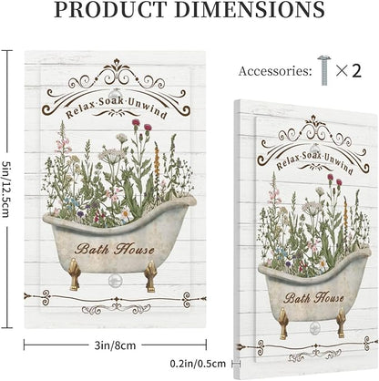 Rustic Farmhouse Wooden Board Botanical Flower 1 Gang Light Switch Cover No Device Wall Plate Decorative Single Blank Switchplate Electrical Faceplate for Bathroom Bedroom Art Panel Decorate