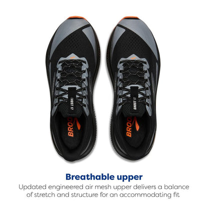 Brooks Women’s Ghost 17 Neutral Running Shoe - Black/Orange - 5 Medium