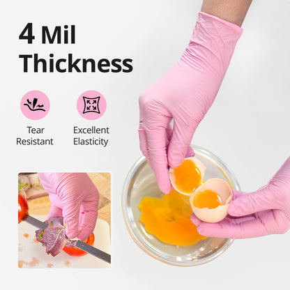 SwiftGrip Nitrile Exam Gloves, 4 Mil, Medium, Cherry Blossom, Food Safe Gloves Disposable Latex Free, Powder Free for Cleaning Supplies, Esthetician, Hair Dye, Tattoo Supplies (Box of 50)